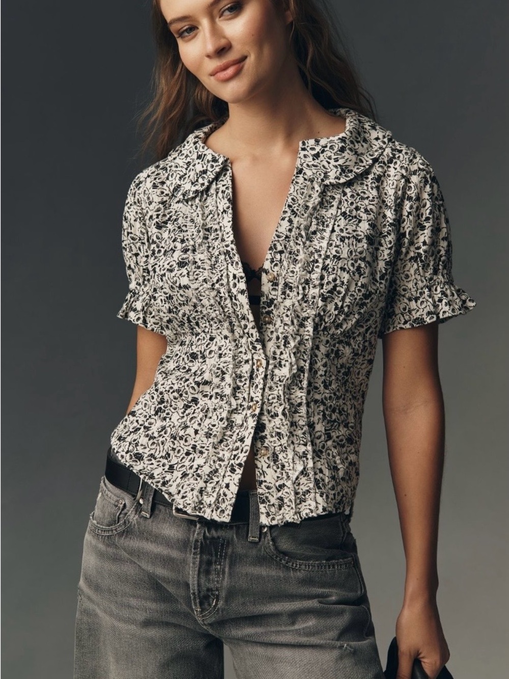 NWT Anthropologie Pilcro Keira Waisted Tuxedo Blouse size M